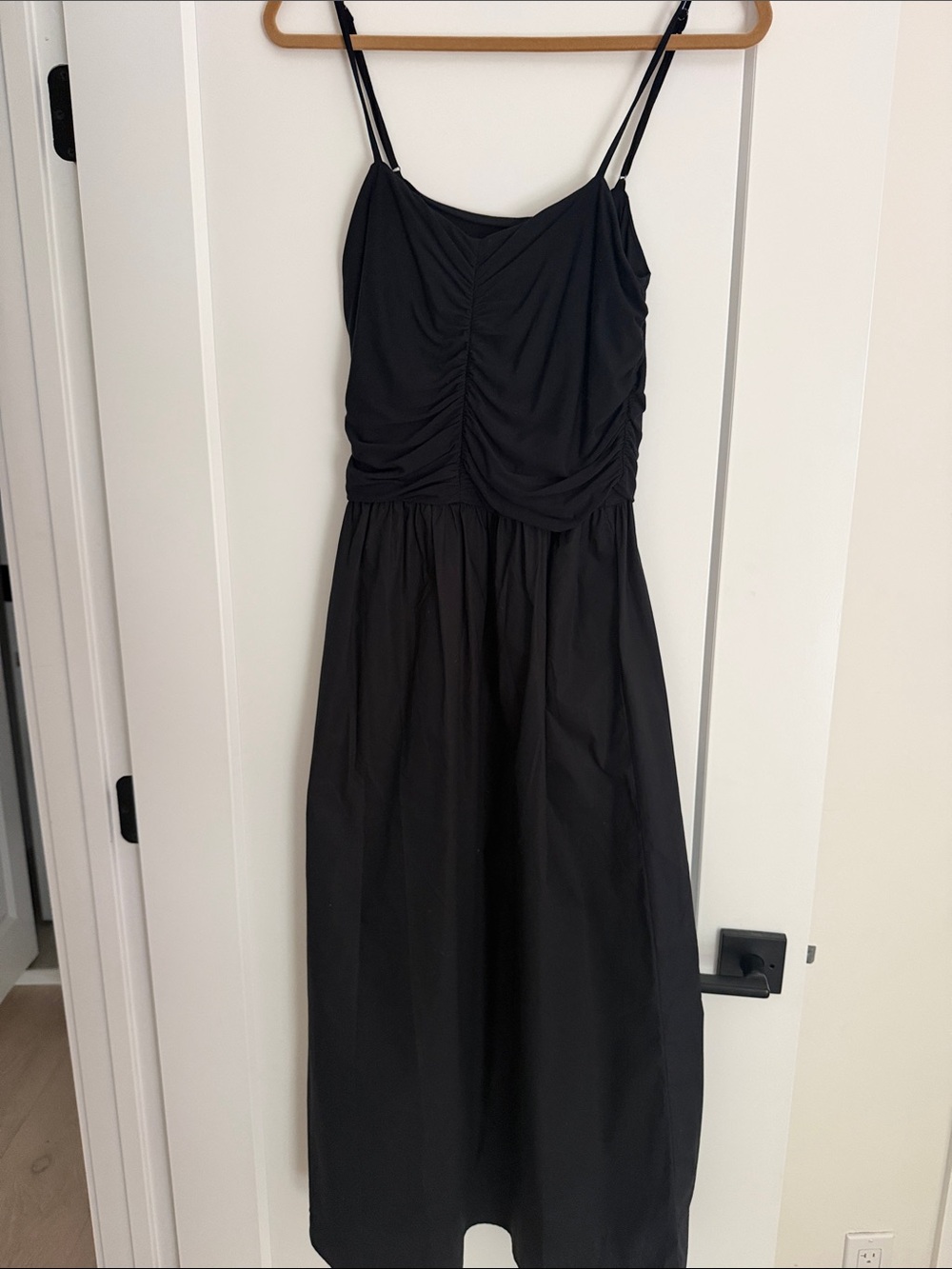 Rails Black Ruched Bodice Midi Dress